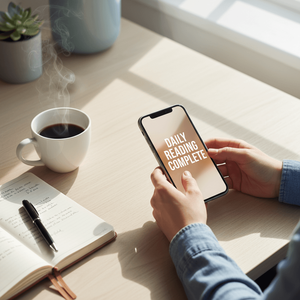 Person completing daily scripture reading